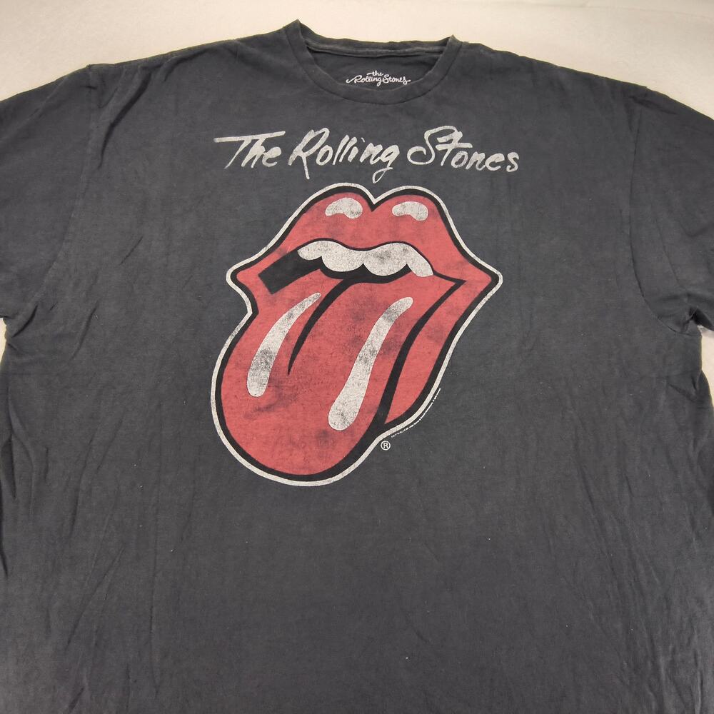 The Rolling Stones Short Sleeve Band Crew Neck Shirt Mens Size 2XL Gray Red